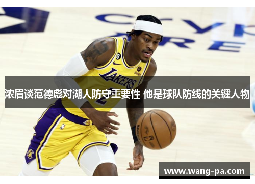 浓眉谈范德彪对湖人防守重要性 他是球队防线的关键人物