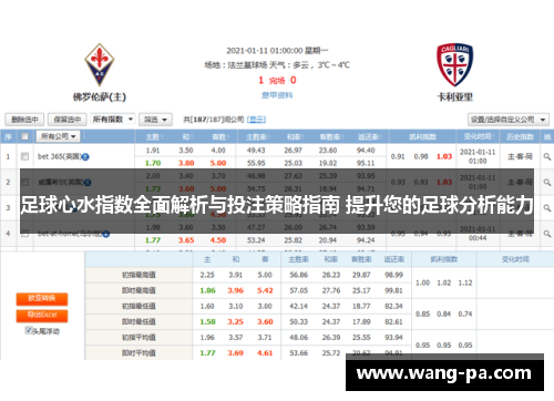 足球心水指数全面解析与投注策略指南 提升您的足球分析能力